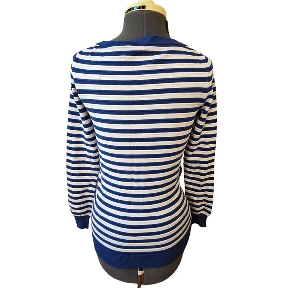 Theory Womens Blue & White Striped Knit Sweater P - Picture 2 of 4